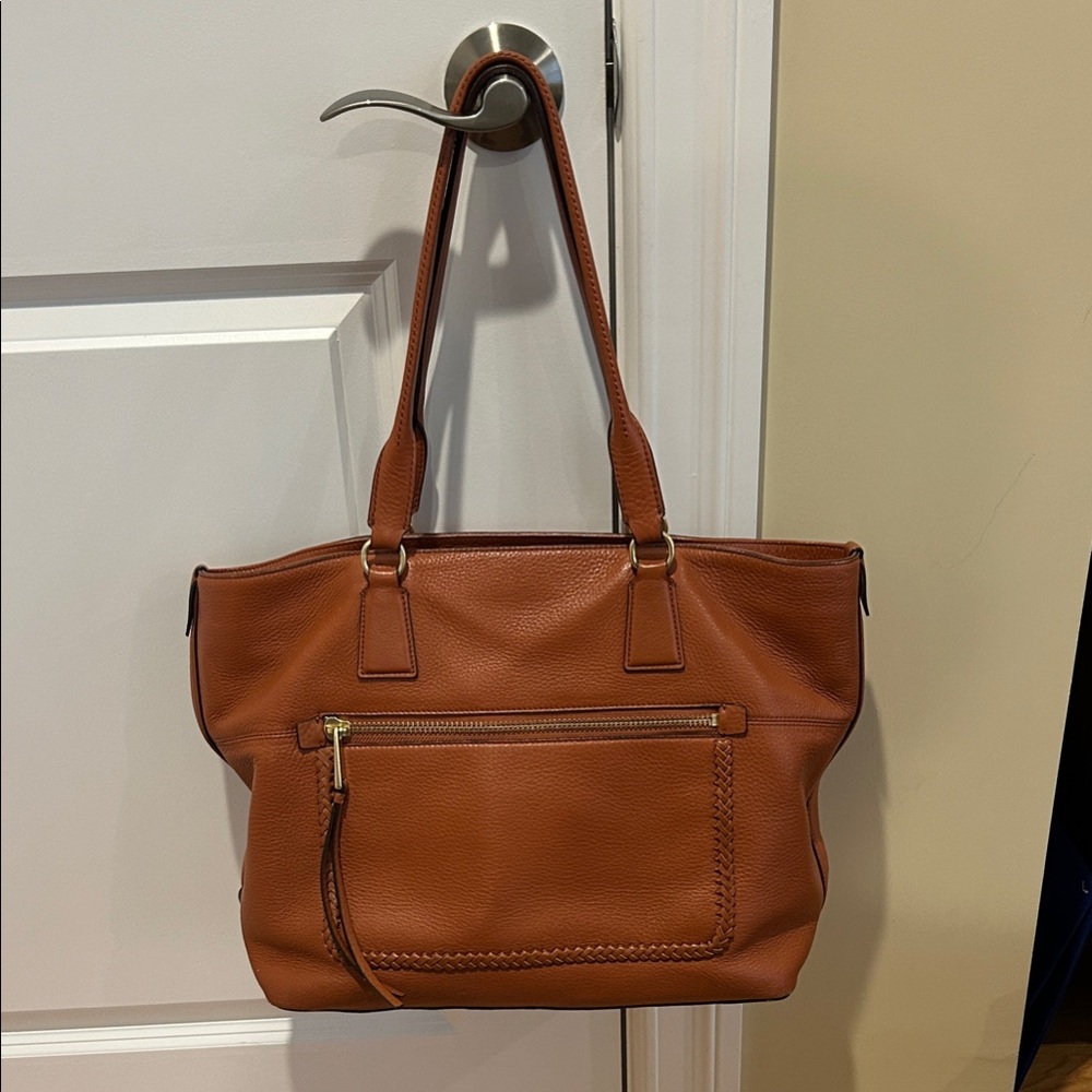 Cole Hahn Terra Cotta Pebbled Leather Tote Bag